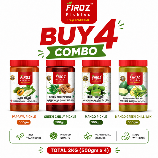 Papaya + Mango + Green Chilly + Mango Chilly  BUY 4 COMBO